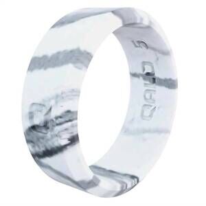 NEW QALO women's modern silicone ring in white marble